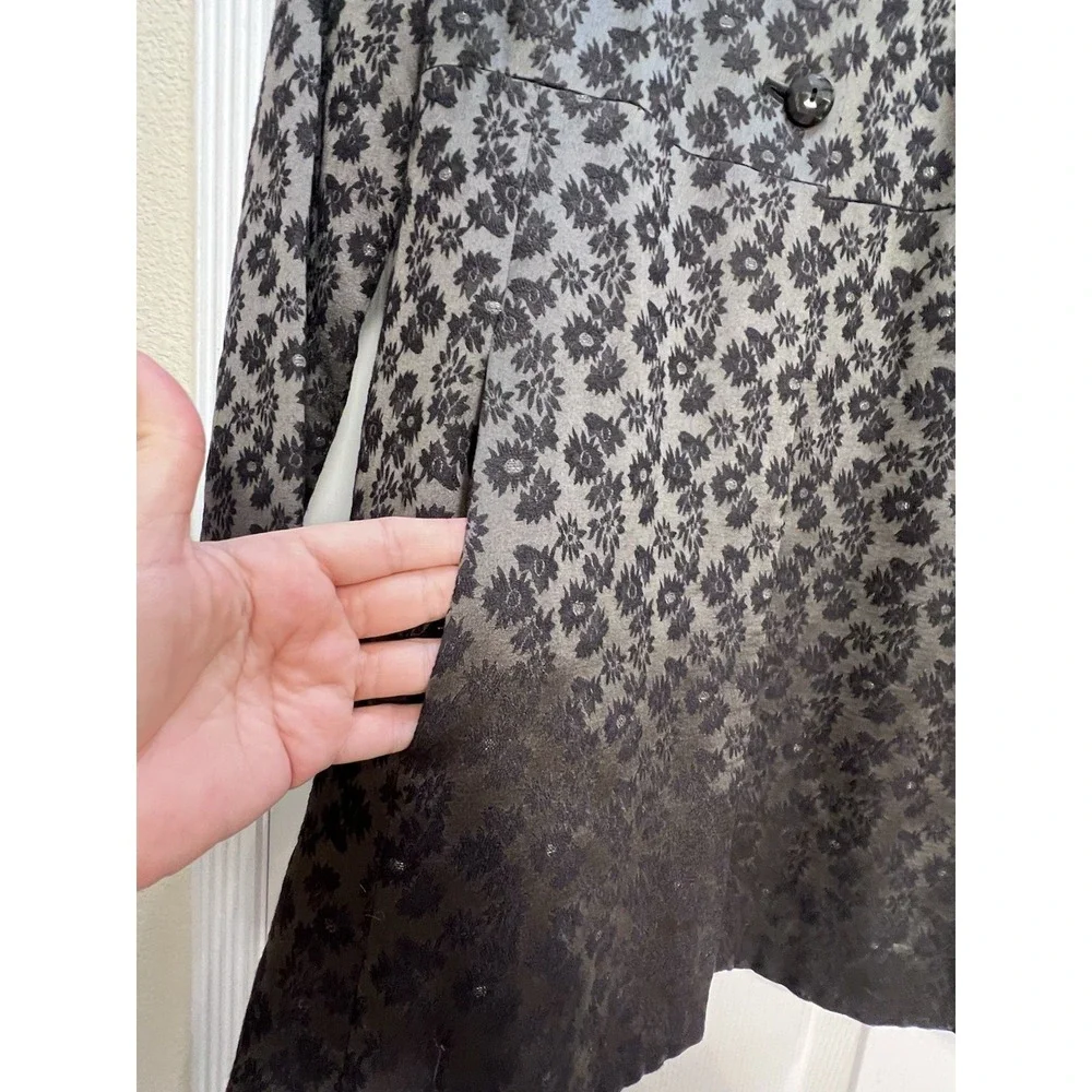 Kimchi & Blue Medium Black Jacquard Floral Coat with Pockets Twee‎ Whimsigoth